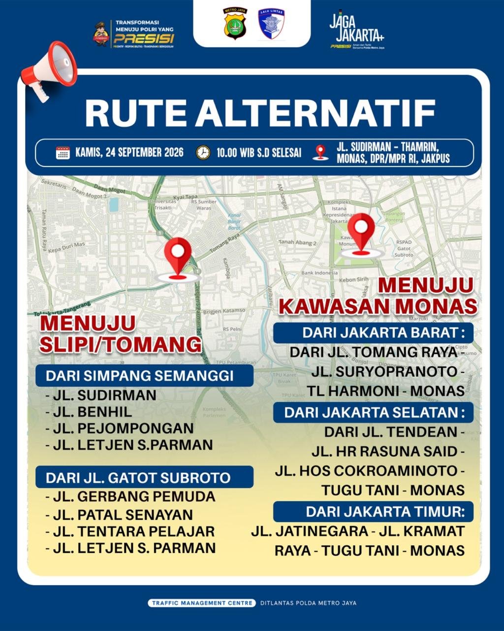 Rute Alternatif Jakarta Hindari Macet Demo 24 September
